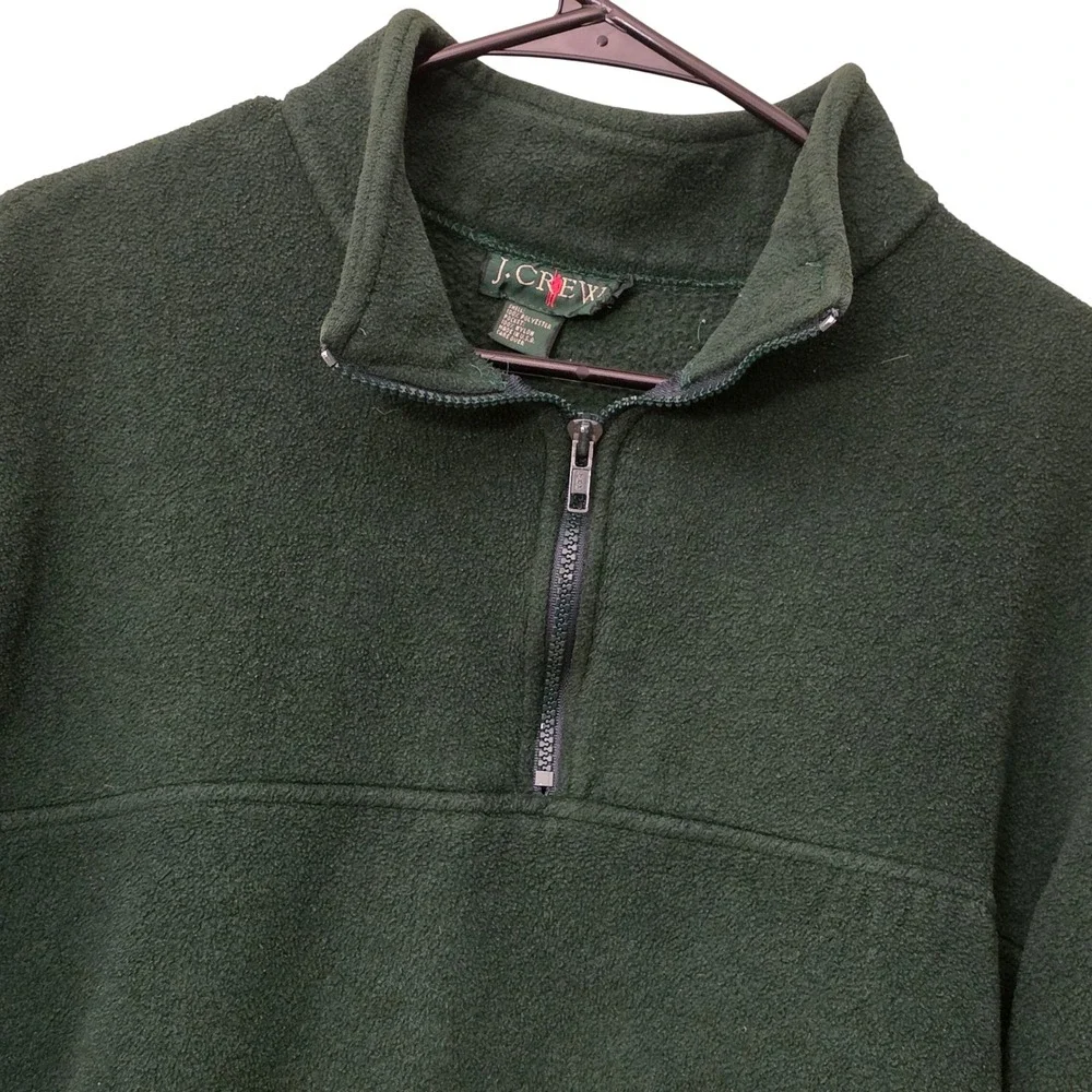 Vintage J Crew Oarsman Collection Fleece Quarter Zip Pullover Green Mens Medium